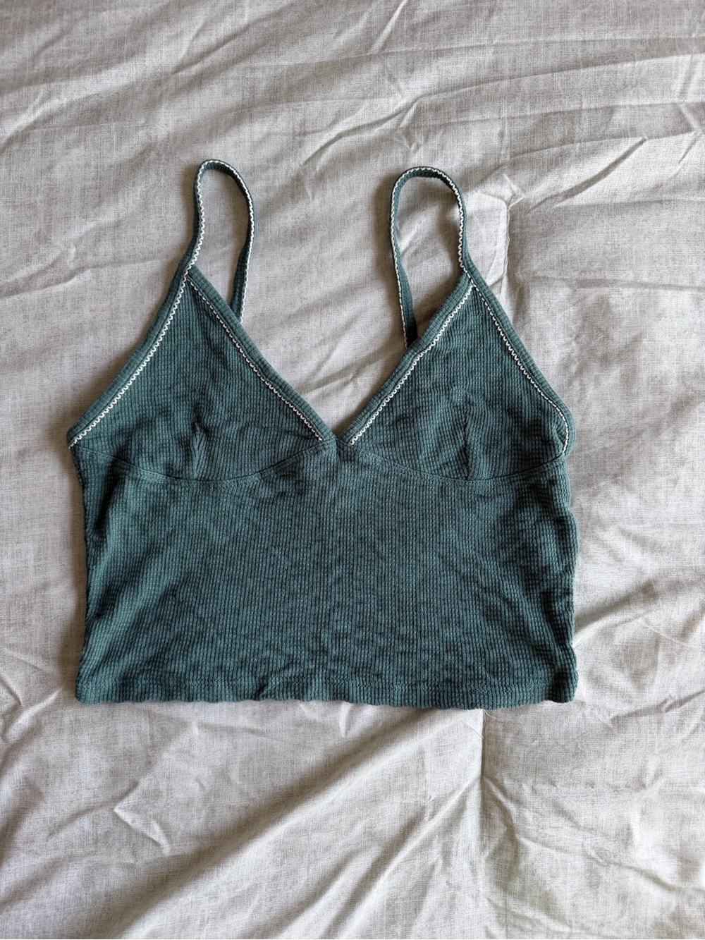 Cotton On Green Ribbed Bralette Cropped Cami Top (S)
